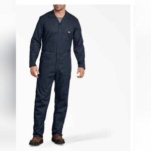 Dickies LS coverall 2XLT Navy Blue zippers and snaps like new